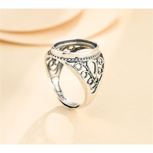Ring Setting for 12x16mm Oval Cabochons Ring Blank Thai Sterling Silver Adjustable Band Ring Base SR0073
