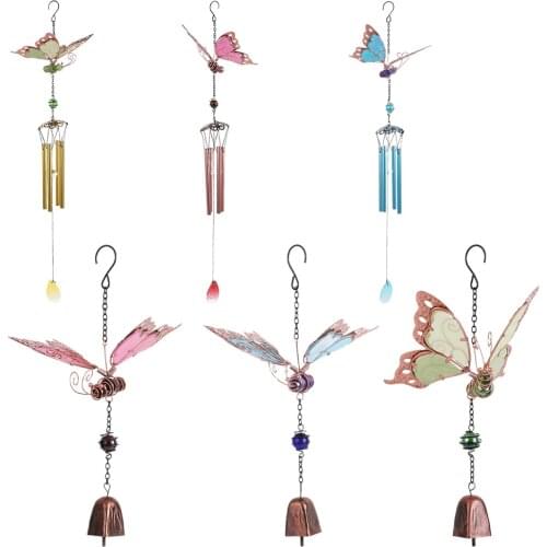 Beautiful Iron Luminous Wind Chimes Outdoor Indoor Butterfly Shaped Wind Bell Yard Ornaments Birthday Gift for Friends