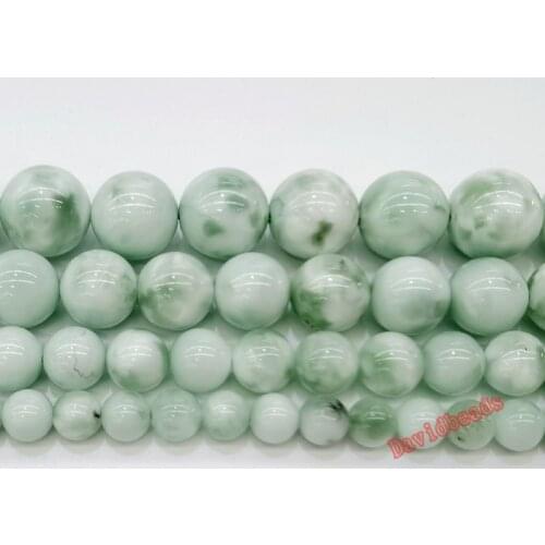 Natural Stone green angel Round Loose Beads 15" Strand 4 6 8 10 12mm Pick Size for Jewelry Making