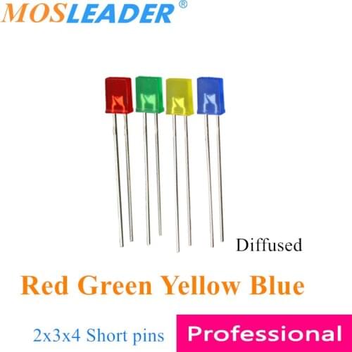 Mosleader 1000pcs Diffused 234 Square led Red Green Yellow Blue Short pins Color turn color 2x3x4 2*3*4 Foggy led