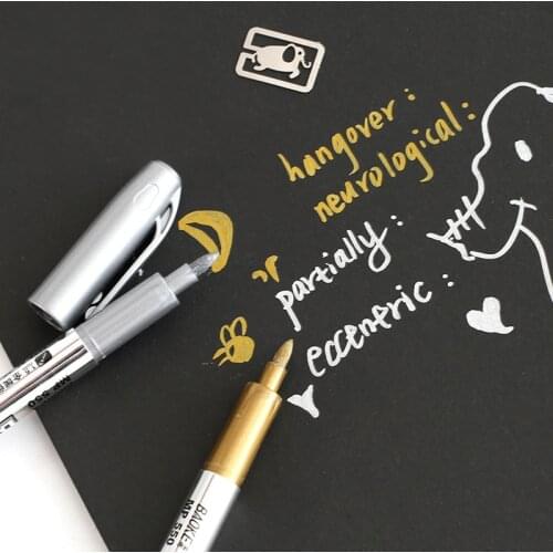 2 Pcs Paint Pen Metal Waterproof Permanent Paint Marker Pens Sharpie 1.5mm Up Paint Pen Student Supplies Marker Pen Art painting