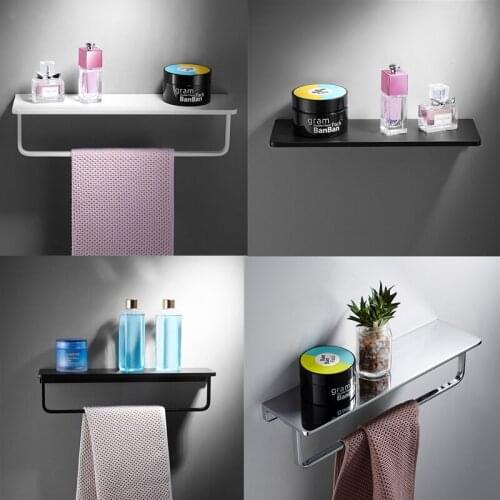 White Dressing Table Mirror Front Frame Wall Japanese Style Bathroom Towel Rack Shower Organizer Metal Shelf Shampoo Holder