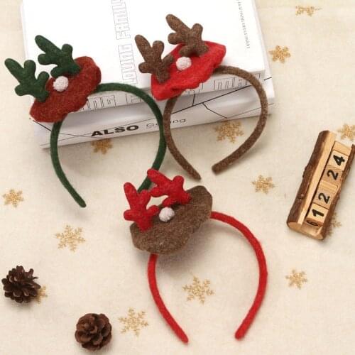 New Christmas Hair Hoop Headband with Plush Elk Antlers Decor Festival Costume Head Hair Accessories for Women Kids NOV99