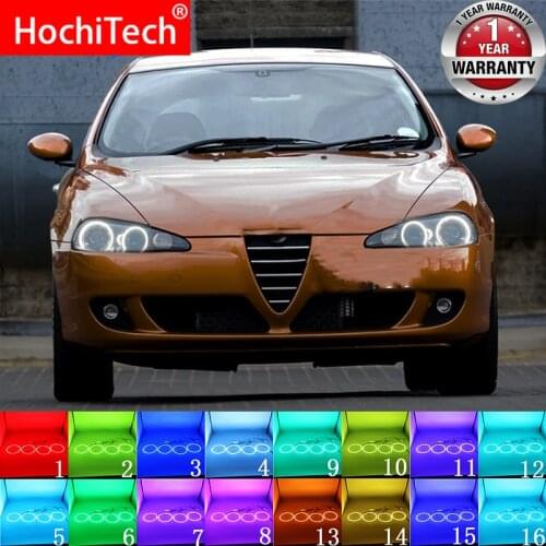 Latest Headlight Multi-color RGB LED Angel Eyes Halo Ring Eye DRL RF Remote Control For Alfa Romeo 147 2005 - 2010 Accessories