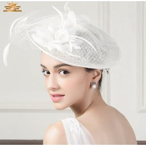 New Arrival Fedoras Hat Female Winter Linen Hat Ladies Elegant Banquet Linen Cap White British Wedding Dress Party Hat B-8188