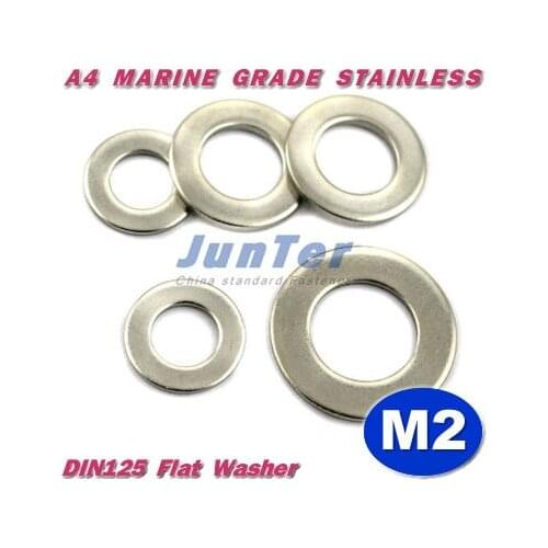 1000pcs/lot DIN125 M2 Flat Washer A4 Marine Grade Stainless Steel