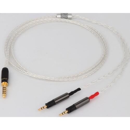 Preffair 1Piece Hifi Audio 4.4mm Balanced 8 Cores Silver Plated Headphone Cable for ATH-R70X