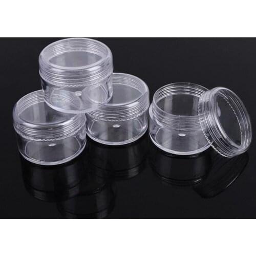 10g Clear Round Strong bottle jars pot container empty cosmetic plastic sample container for nail 500pcs