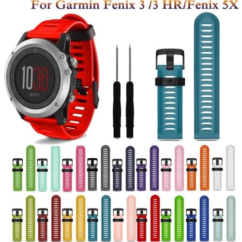 New fashion 26mm Width Outdoor Sports Silicone wrist Strap Watchband Replacement bracelte watch for Garmin Fenix 3 HR watch Band