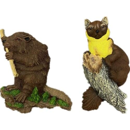 Hand-painted Cute Pine Marten Beaver 3D Fridge Magnets Tourism Souvenirs Refrigerator Magnetic Stickers Gift