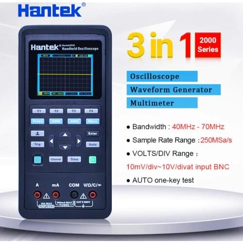 Handheld digital Oscilloscope multimeter+Waveform Generator 3 in1automotive oscilloscope 2 Channels Hantek2D72/2D42/2C72/2C42