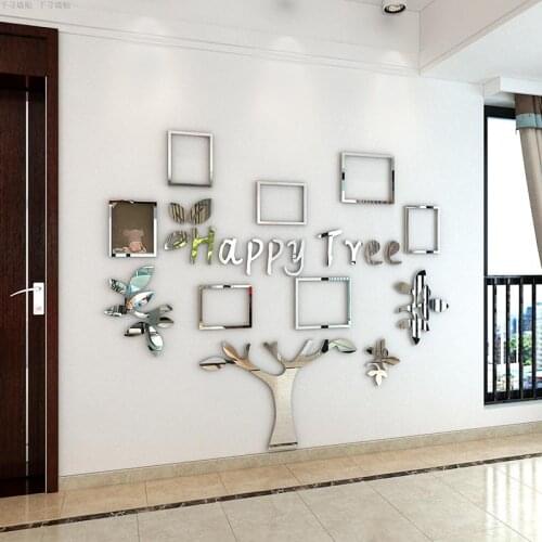 DIY non-toxic 3D acrylic happy tree wall sticker for sofa background wall decals living room corridor wall decoration home decor