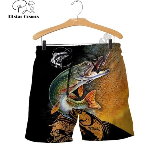 Trout and Carp Fishing All Over 3D Printed Mens Shorts Unisex Streetwear Summer Beach Loose Shorts Casual Pants Polyester SDM09