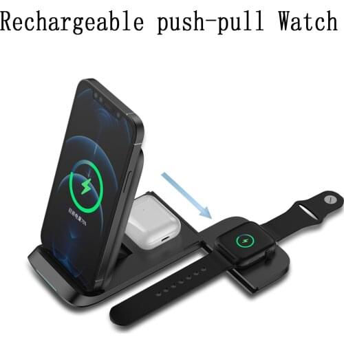 Collapsible 15W Qi Wireless Charger Stand for iPhone 12 Pro 3 in 1 Fast Charging Dock Station For Apple Watch iwatch 6 5 4 3 2 1