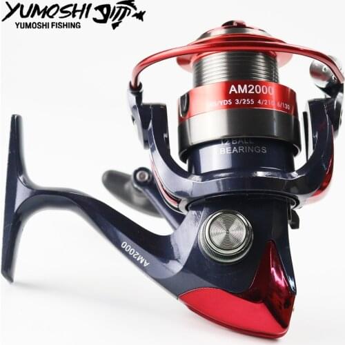 Yumoshi Spinning Reel 12BB peche fishing Coil Casting Reel 2000-7000 Carretilha Pesca Spinnning Reel Feeder For Carp Fishing AM