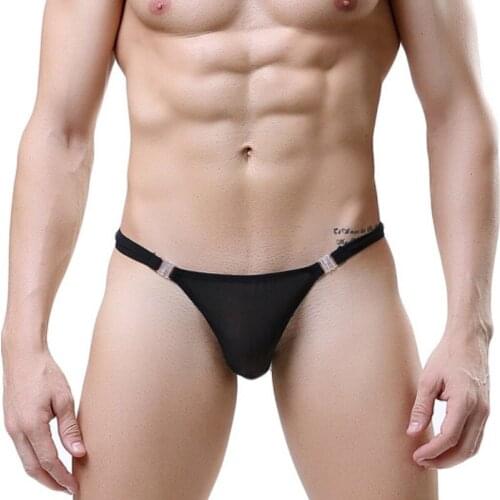 Hanging Buckle Sexy Gay Swimwear Men Thong Low Waist Swim Briefs Beachwear Quick Dry Surf Boxers Shorts Swimsuit Swim Trunks