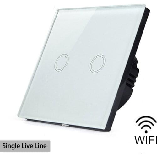 2 Gang 1 Way eWelink Wifi Smart Wall Touch Light Switch Waterproof Crystal Glass Single Live Line