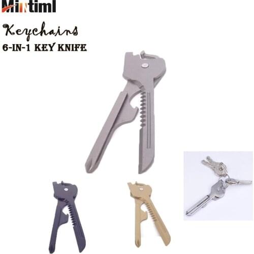 6-In-1 Outdoor Multi-function Key Knife Outdoor Multi-Functional Keychains Mini Practical Tool Swiss Technology 6-In-1 Key Knife