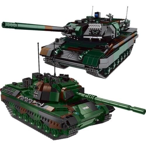 BZDA WW2 Military Tank Series Leopard 2A6 Main Battle Tank Building Blocks Leopard 1 Main Battle Tank Model Bricks Toys For Boys