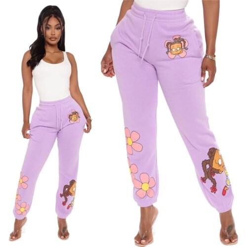 Womens Harajuku Cartoon Printing Lovely Loose Leisure Straight Trousers Pant Hip Hop Pants