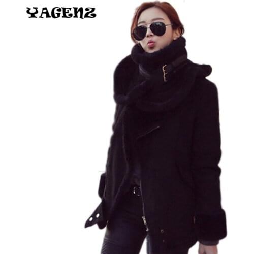 New Korea Winter Thick Lambs Wool Women Coat High-end Girls Deerskin Long Warm Parka Female Big Yards Leisure Outerwear