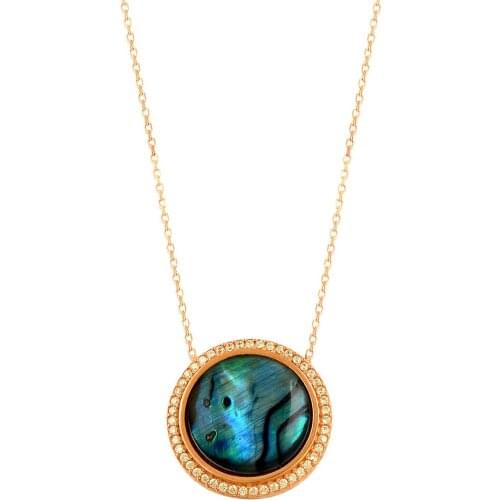 Women Necklace Silver Necklace Turquoise Rose Gold Mother of Pearl New Charm Necklace 925 Sterling Silver Minimal Necklace