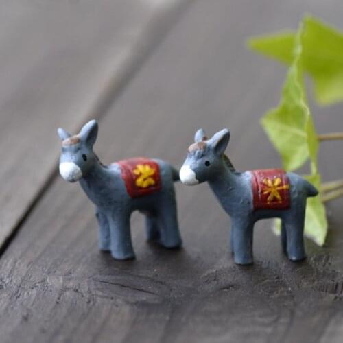 ZOCDOU 2 Pieces Donkey Afanty Equus Asinus Neddy Moke Horse Freight China Small Figurine Crafts Figure Ornament Miniatures