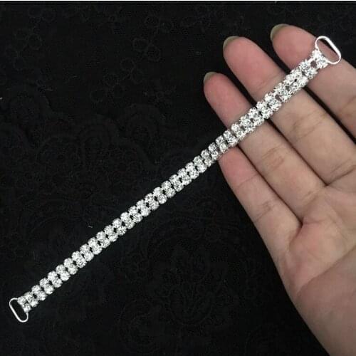 1 Piece 16.5cm Full Clear Crystal Rhinestone Bikini Connectors 2 Rows Competition Swimming Wear Bikini Connector Decoration