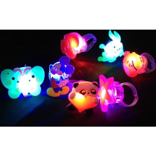 10pcs/lot Random Kids ToyLED Flashing Light Ring Blinking Party Soft Rave Glow Jelly Finger Rings