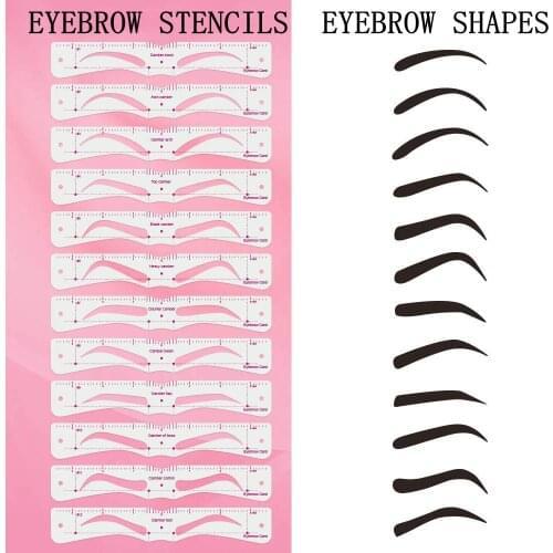 12 Pcs Grooming Eyebrow Stencil Kit Makeup Tools DIY Beauty Eyebrow Template Stencil For Women Beauty Tools Accessories