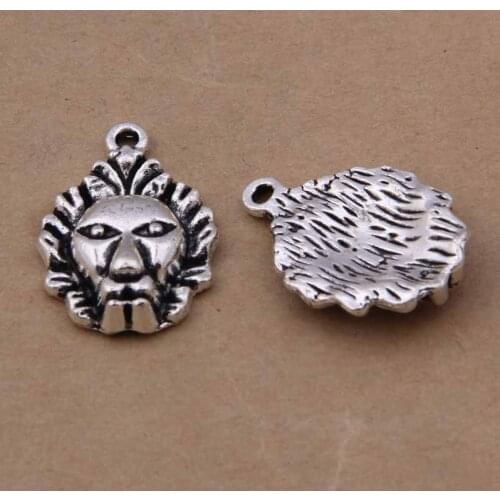 20pcs/lot Metal Charms for DIY Handmade Jewelry Making Antique Sliver Plated Tibetan Lion Head Charms 17x23mm