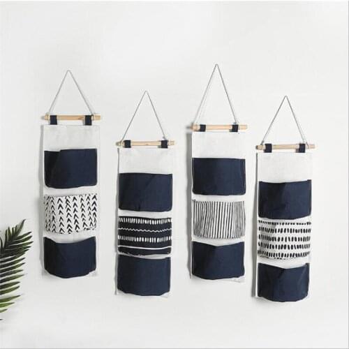 3 Pocket Wall Mounted Hanging Storage Bag Nordic Geometric Cosmetic Toys Sundries Organizer Pouch Home Closet Wardrobe Hang Bags