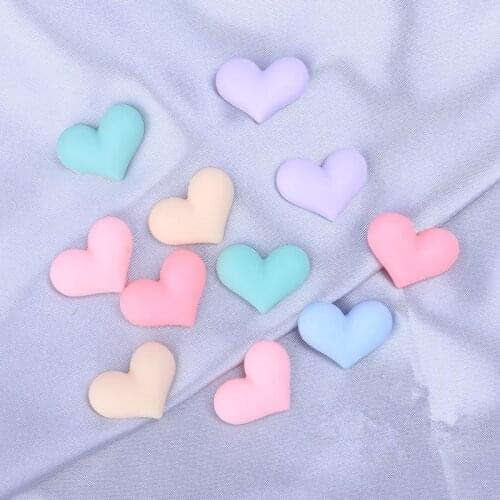 30pcs Macaron Color Resin Heart Candy DIY Crafts Phone Shell Patch Arts Decor Earring Hair Accessories Bracelet Jewelry Ornament
