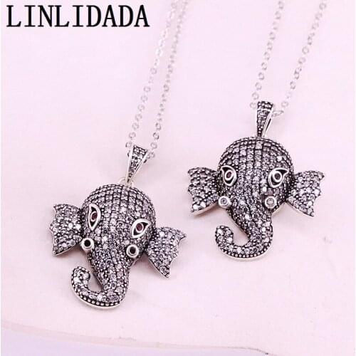4Pcs Trendy Top Quality Clear CZ Zirconia Elephant Head Pendant Necklace For Women Jewelry