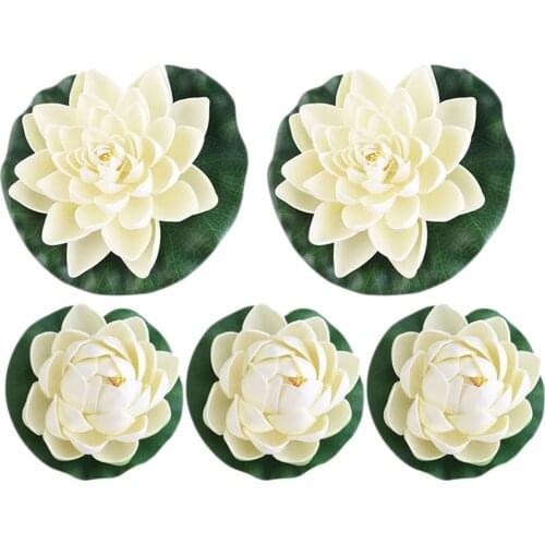 5Pc Artificial White Lotus Leaves flowers Water ponds lotus leaf fake Lily Floating Pool home garden Park Wedding Decor