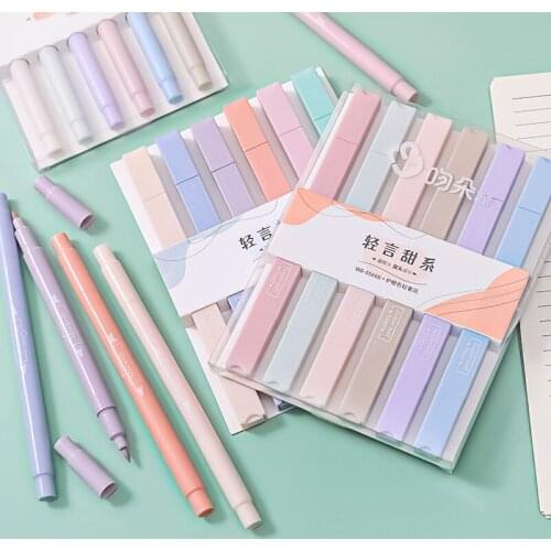 6pcs/set Soft Tip Highlighter Light Color Kawaii Marker Pen DIY Photo Album Journal Fluorescent Pen Student Stationery