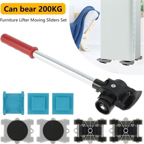 8 Pcs/set Professional Furniture Mover Tool Transport Shifter Lifter Wheel Mover Roller with Wheel Bar Moving Hand Device