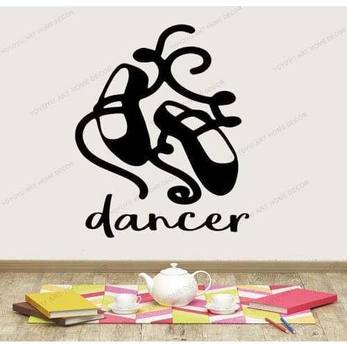 Ballet Dancers Shoes with Personalized Vinyl Decal for Girls Room and Wall Sticker for Bedroom or Dance Studio yw- 579
