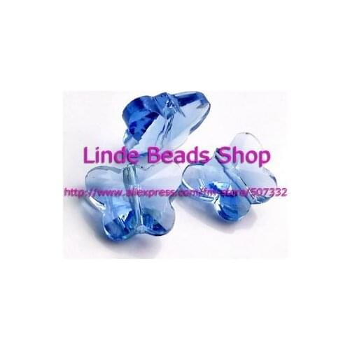 Free shipping 100pcs/pack Wholesale 5754 butterfly beads 14mm light Sapphir BH0011