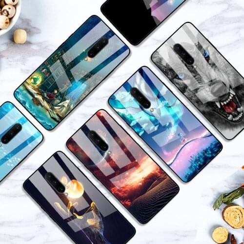 Case For Oneplus 7 Pro Back Phone Cover Black Silicone Bumper With Tempered Glass