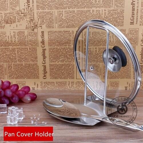 Kitchen Pan Cover Holder Stainless Steel Stand-Type Spatula Shelf Pot Lid Rack with Drain Tray Multifunctional Spoon Rests