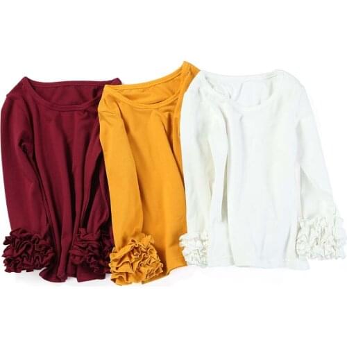 Kids clothes t shirts for teenage girls long sleeve icing ruffle tops pink casual baby coats