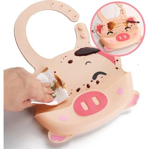 Baby Waterproof Cartoon Bib Silicone Feeding Food Catcher Newborn Infant Apron