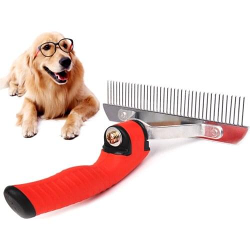 Long Tooth Undercoat Dog Rake Anti-Slip Rubber Handle Grooming Rake Heavy & Duty Steel Comb for Long Hair Pets Grooming Products