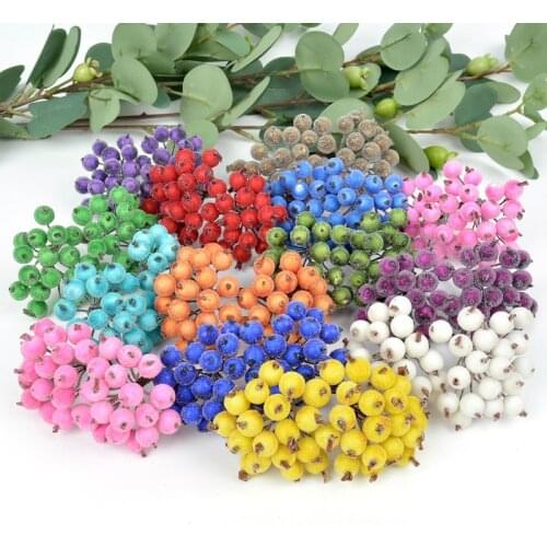 40pcs/bundle Decorative Mini Christmas Frosted Artificial Berry Artificial Plants Fruit Foam Berries Candy Box Scrapbooking