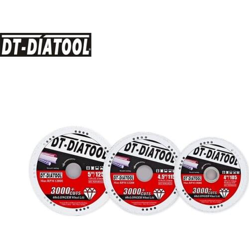 DT-DIATOOL 3pcs/set Diamond Saw Blade Dia 105/115/125mm Diamond Cut-off Wheel for Metal Steel Tube Iron Rebar Angle Steel