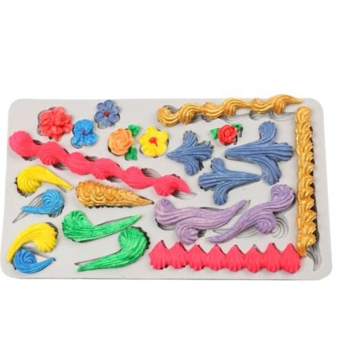 Facemile Sugarcraft Lace Silicone Mold Relief Fondant Mold Cake Broder Decorating Tool Chocolate Gumpaste Mold for Baking