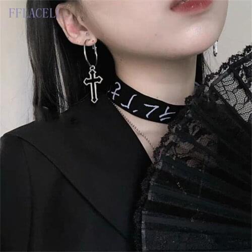 FFLACELL Metal Hip-hop Hollow Cross Personalized Earrings Street Style Pendant Earrings Unisex Party Accessories