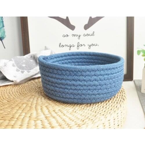 Cotton Thread Weaving Baskets Kitchen Table Top Small Drum Sundries Storage Basket Environment-friendly Reusable