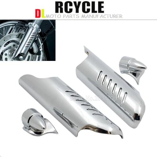 Chrome Fork Lower Leg Deflectors Shield Cover For Harley Touring Bagger Road King Glide 2000-13